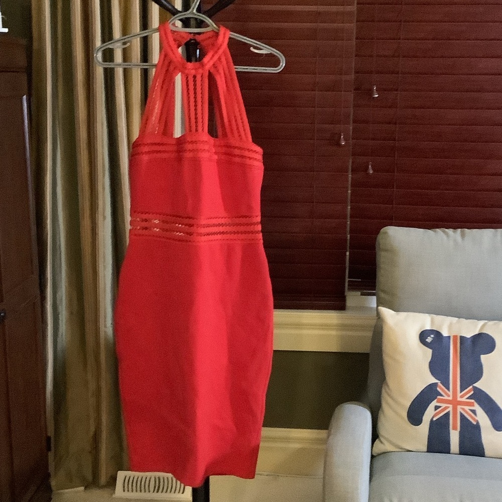 Red Halter Sheath Dress - Women